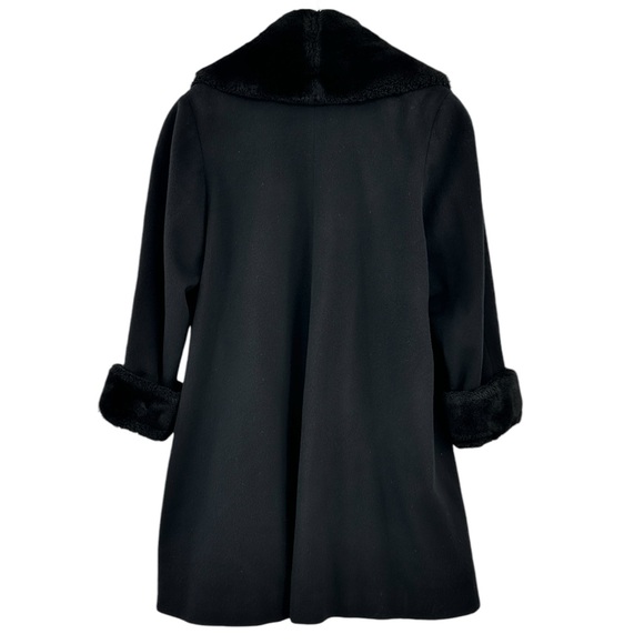 Vintage Searle Blatt Studio Black Fur Trimmed Wool Coat sz 6 - Picture 4 of 7